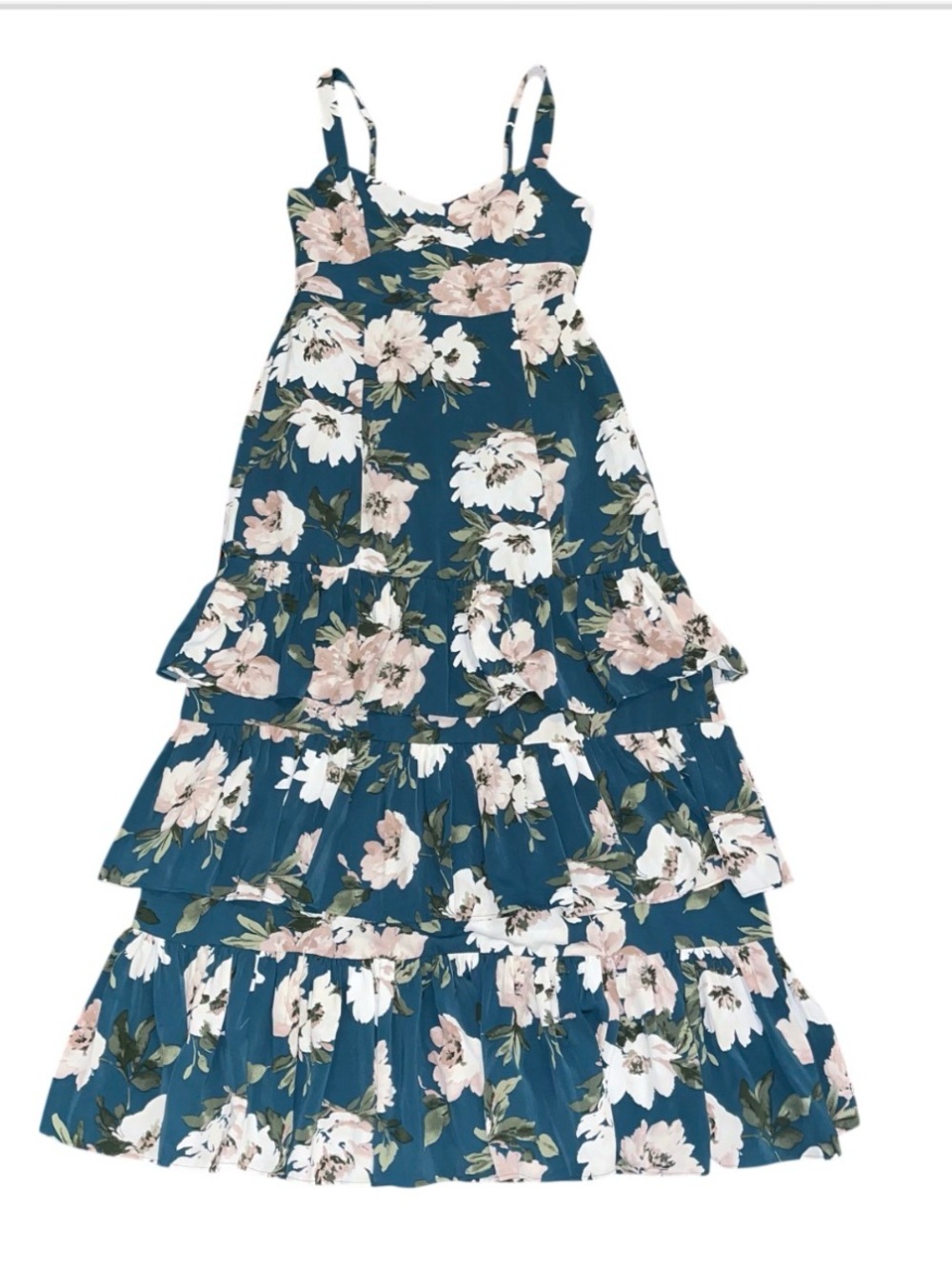 Abercrombie & Fitch Green Floral Tiered Maxi Long NWOT Small Smocked Boho